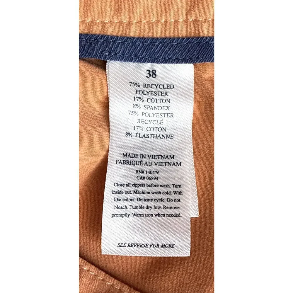 Faherty All Day Shorts Mens 38 Burnt Orange Stretch Performance Chino 9”